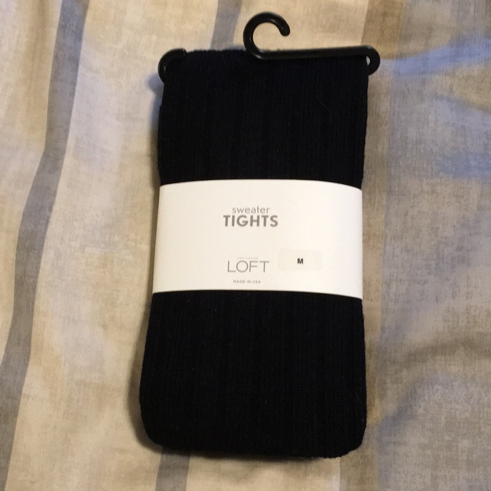 LOFT TIGHTS Sweater Ribbed Black    Size M